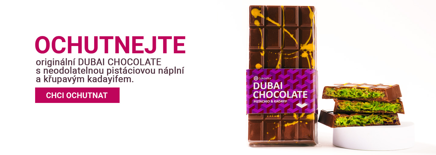 Originální dubajská čokoláda s neodolatelnou pistáciovou náplní  a křupavým kadayifem.